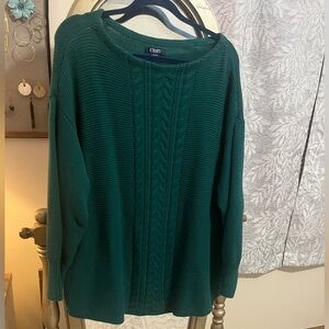 Chaps Green Cable Knit Sweater